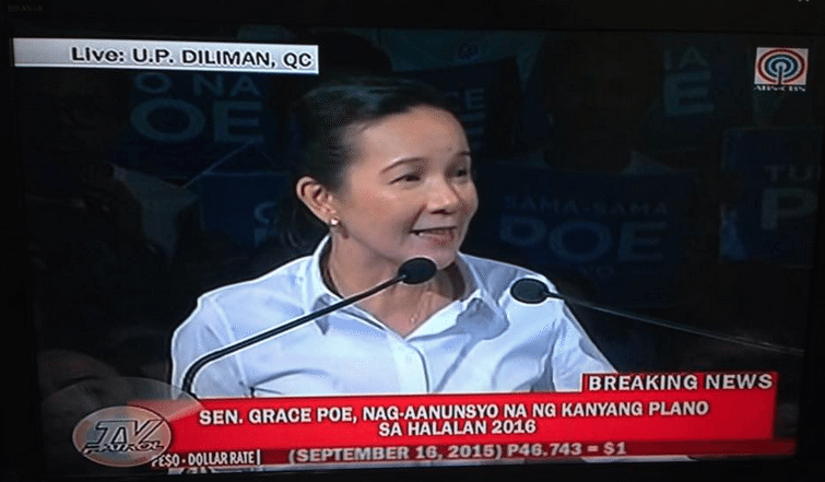 FPJ Sen. Grace Poe Running for Presidency running for President 2016 Elections