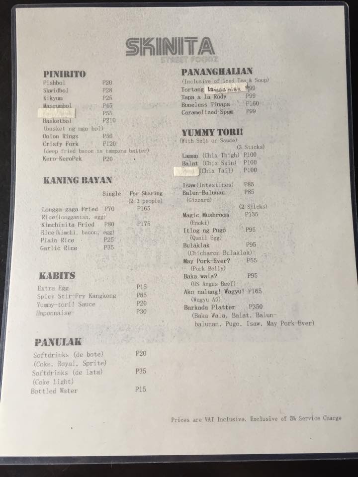 Skinita Street Foodz Food Menu Kapitolyo Pasig