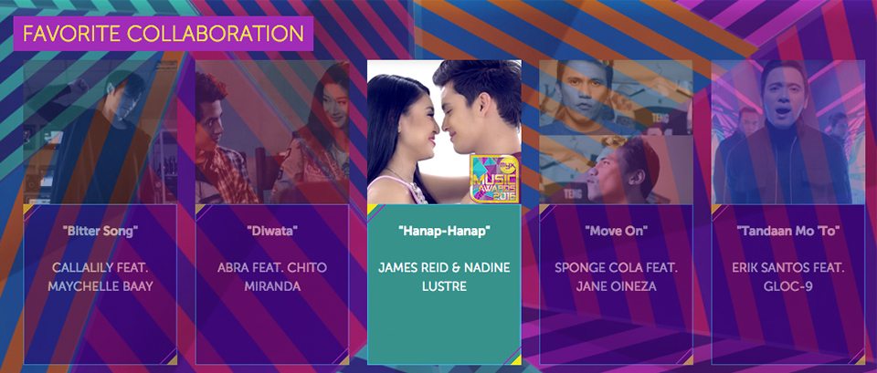 2016 Myx Music Awards Winners Favorite Collaboration James reid Nadine Lustre Jadine Hanap-hanap