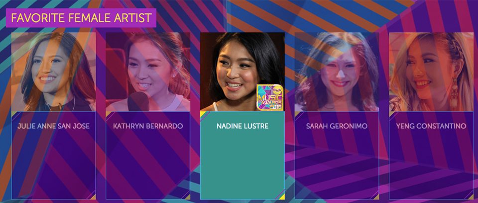 2016 Myx Music Awards Winners Favorite Female Artist Nadine Lustre