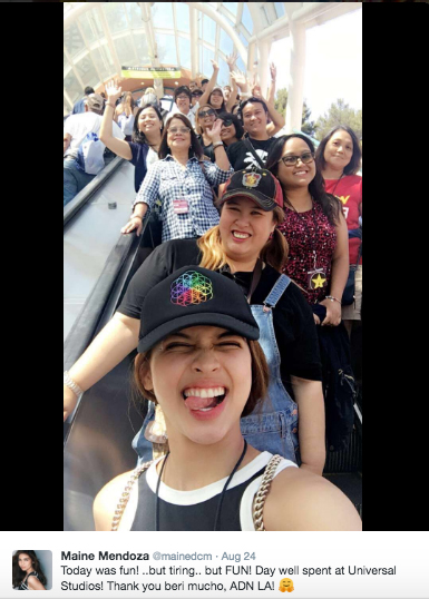 Maine Mendoza 2 Fan LA Los Angeles California based Universal Studios Hollywood Team Abroad MaineWatch Carmi huggable_me