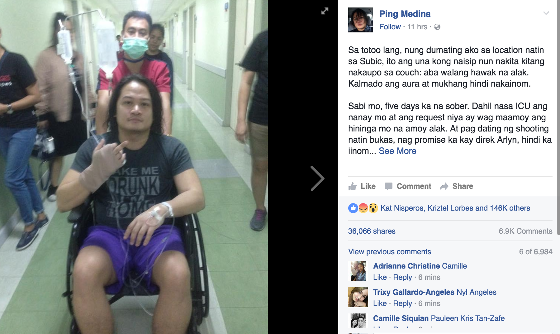 ping medina facebook sentiments on baron geisler pee ihi movie